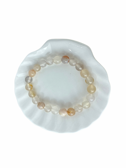 Bloemaagaat kogelarmband 8 mm