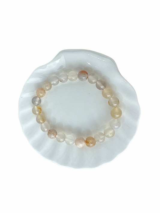 Bloemaagaat kogelarmband 8 mm