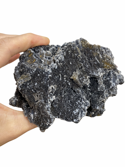 Mangaan Kwarts met Druzy Hematiet kristallen (Manganiet)