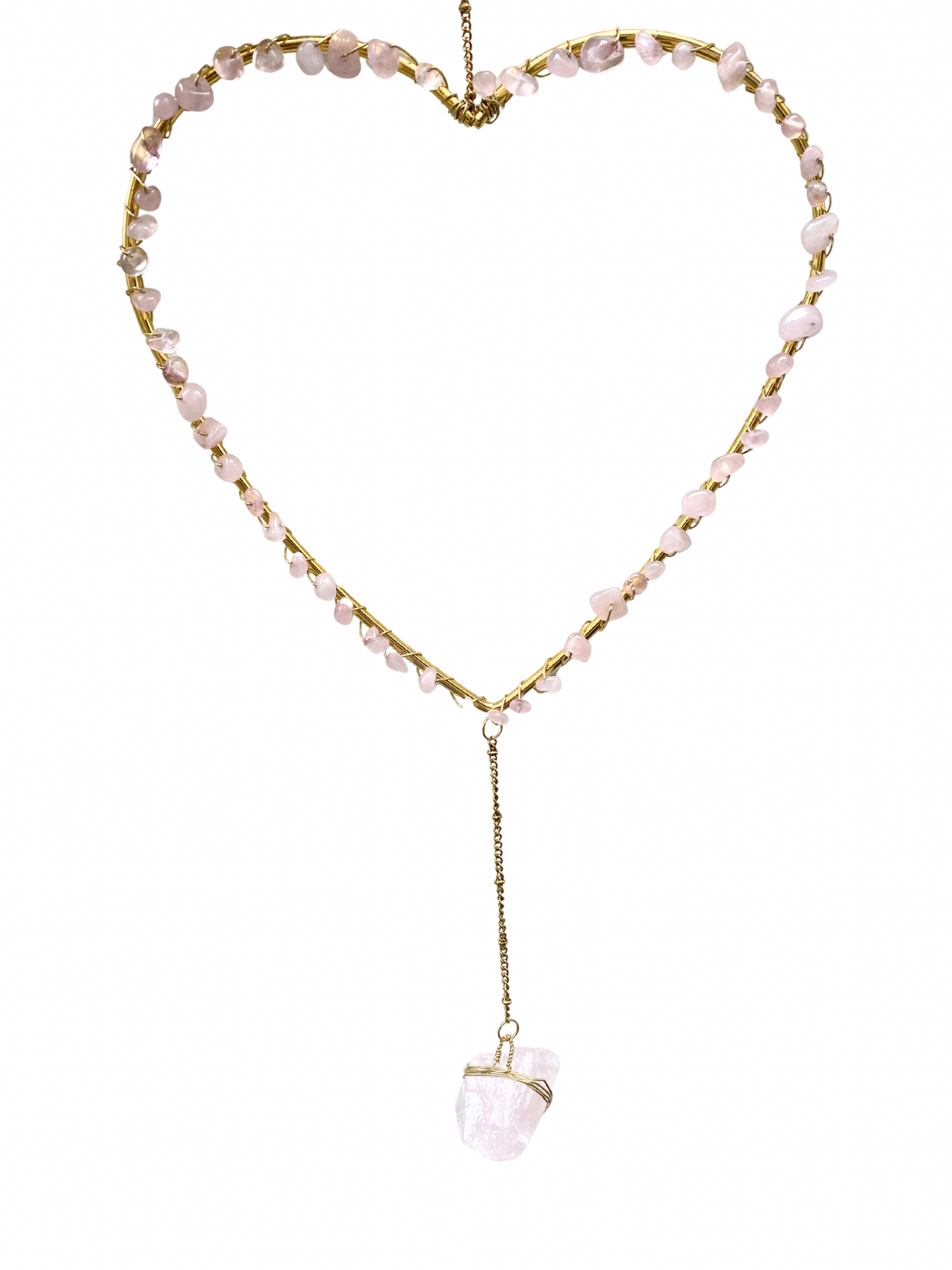 Edelsteen hart hanger Rozenkwarts