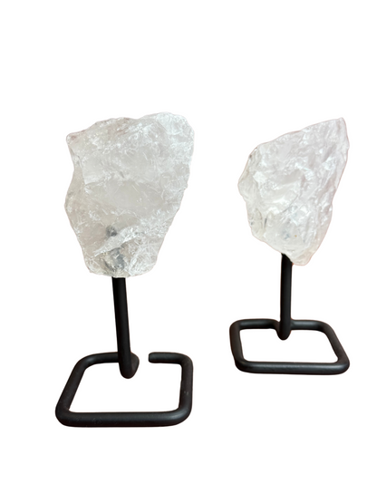 Raw rock crystal on stand