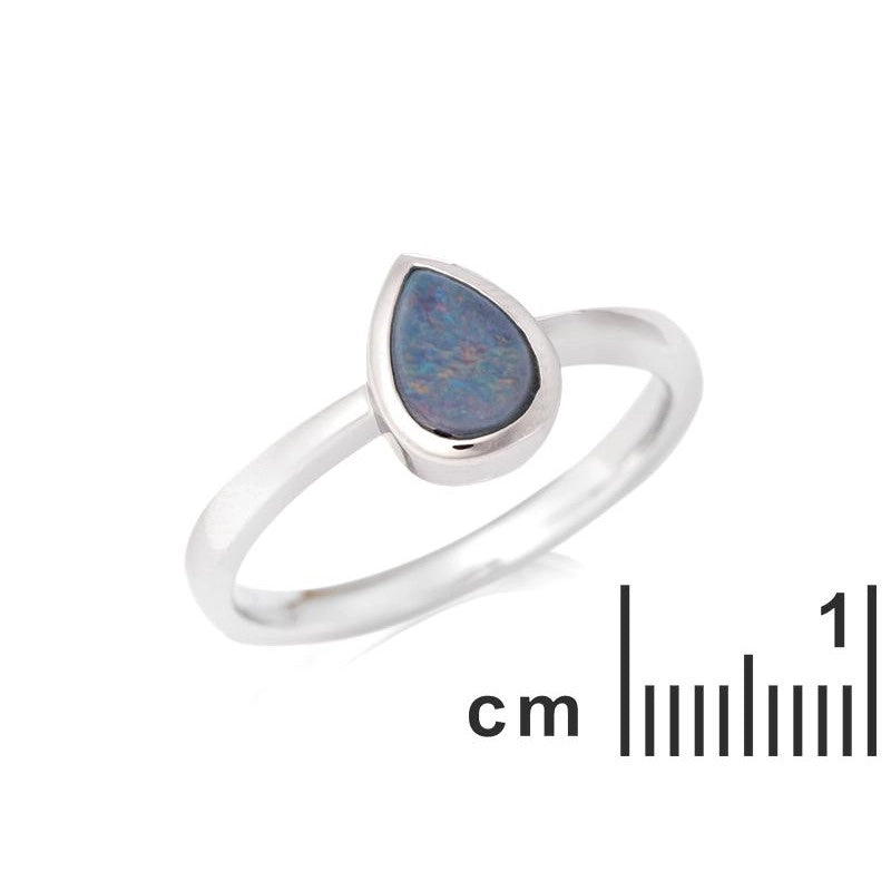 Blauwe Australische Opaal ring 925 zilver maat 52