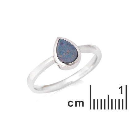 Blauwe Australische Opaal ring 925 zilver maat 52
