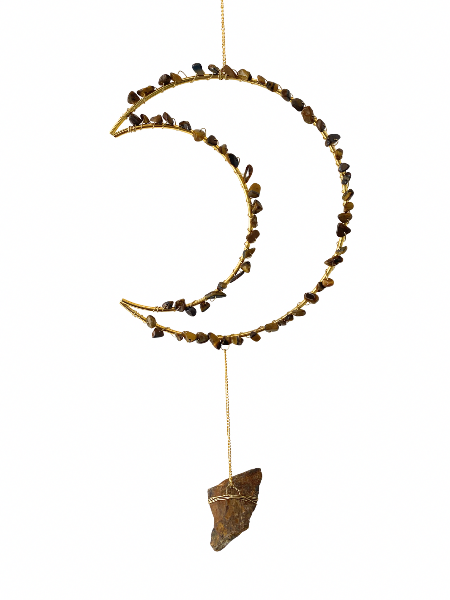 Edelsteen maan hanger Tijgeroog