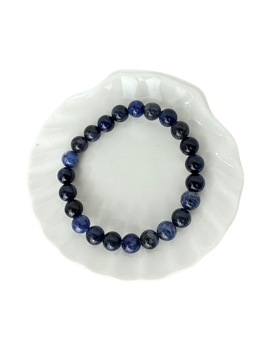 Sodaliet kogelarmband 8 mm