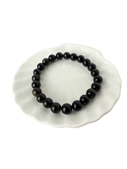 Gold Obsidian ball bracelet 8 mm