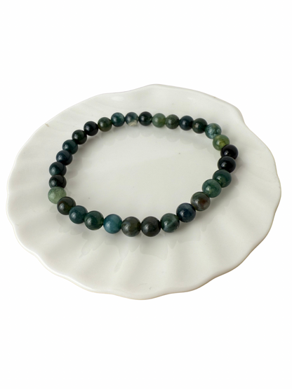 Moss agate bracelet ball 6 mm