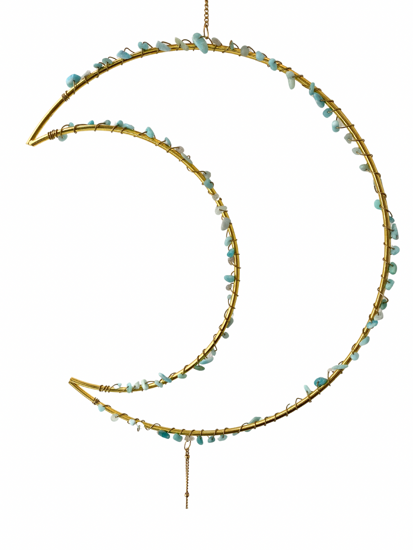 Gemstone moon pendant Amazonite
