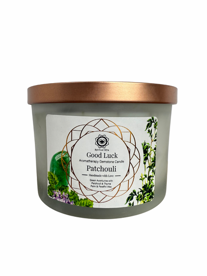 Gemstone scented candle Green Tree: Good Luck - Patchouli