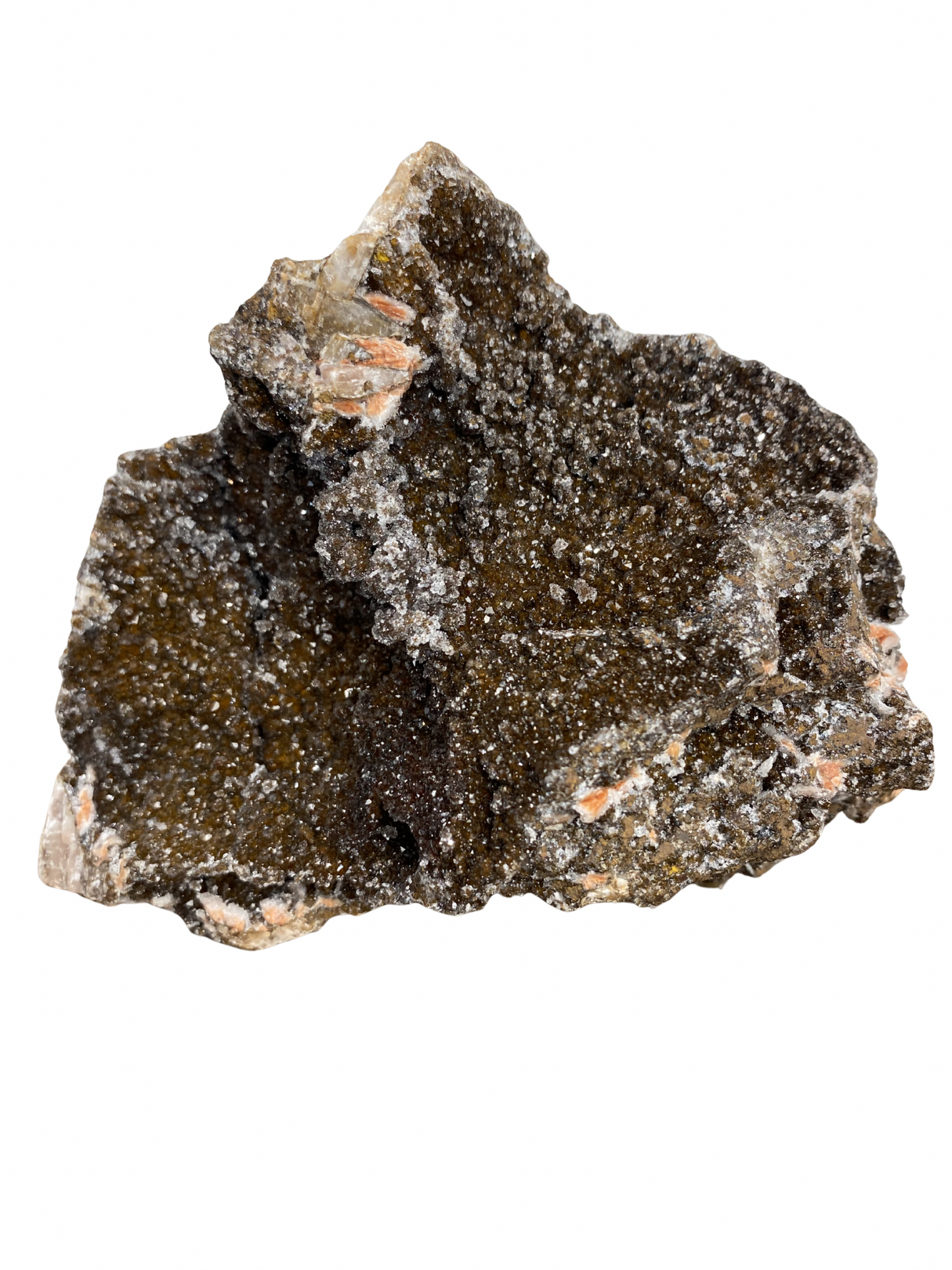 Mangaan Kwarts met Druzy Hematiet kristallen (Manganiet)