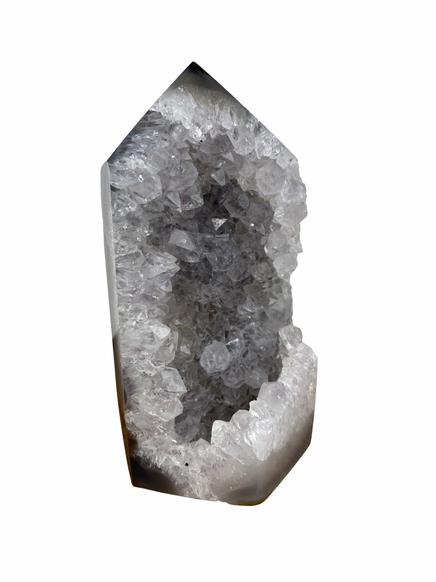 Agate tower with druzy Amethyst