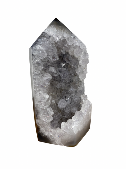 Agate tower with druzy Amethyst