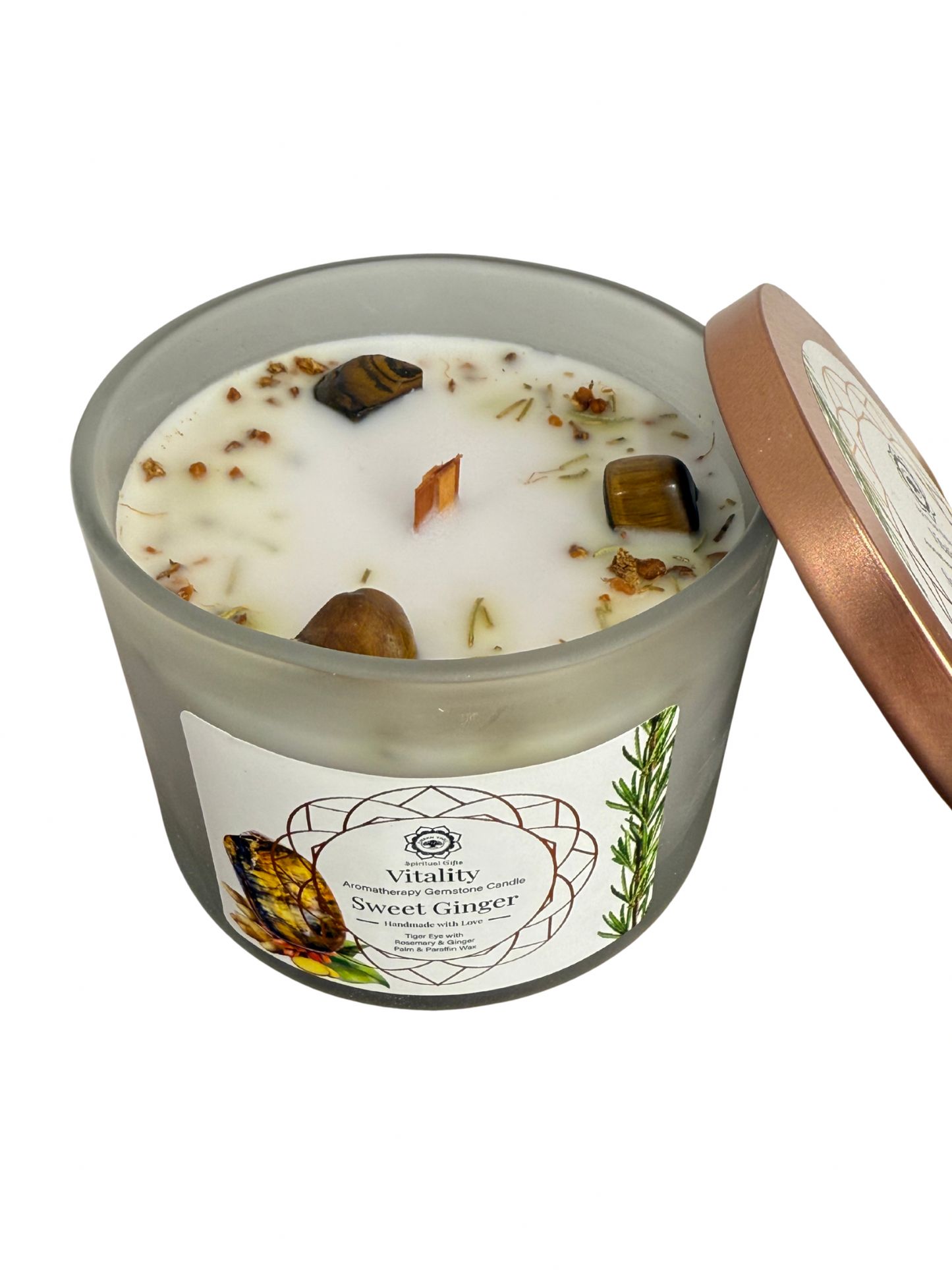 Gemstone scented candle Green Tree: Vitality - Sweet Ginger