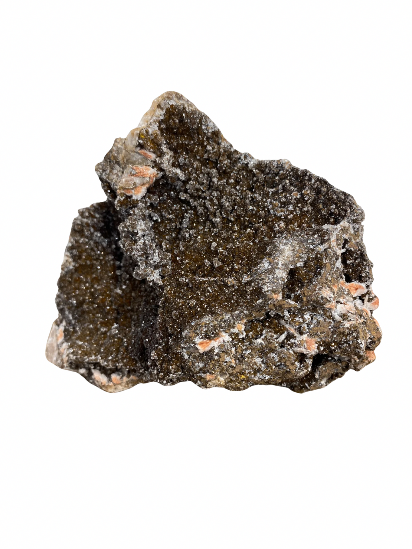 Mangaan Kwarts met Druzy Hematiet kristallen (Manganiet)