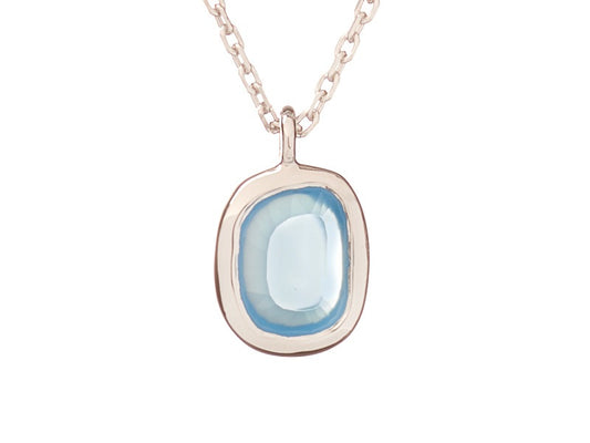 Ketting met Blauwe Chalcedoon hanger 925 zilver