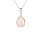 Ketting met Rozenkwarts druppel hanger 925 zilver