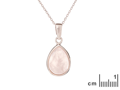 Ketting met Rozenkwarts druppel hanger 925 zilver