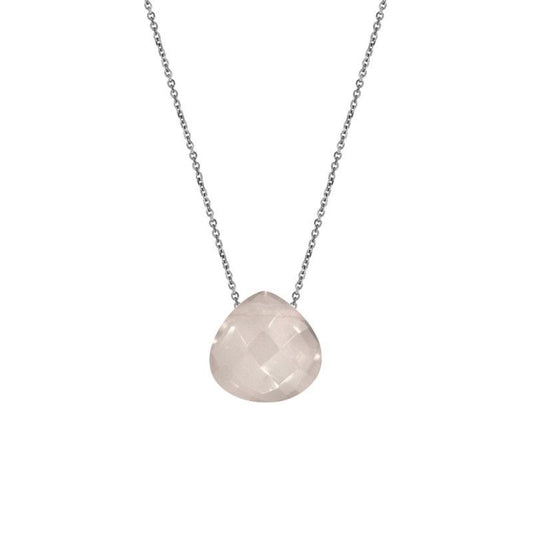 Ketting met Rozenkwarts hanger 925 zilver