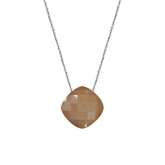 Ketting met Perzik Maansteen hanger 925 zilver
