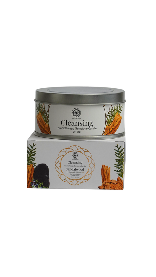Edelstenen geurkaars Green Tree: Cleansing - Sandalwood