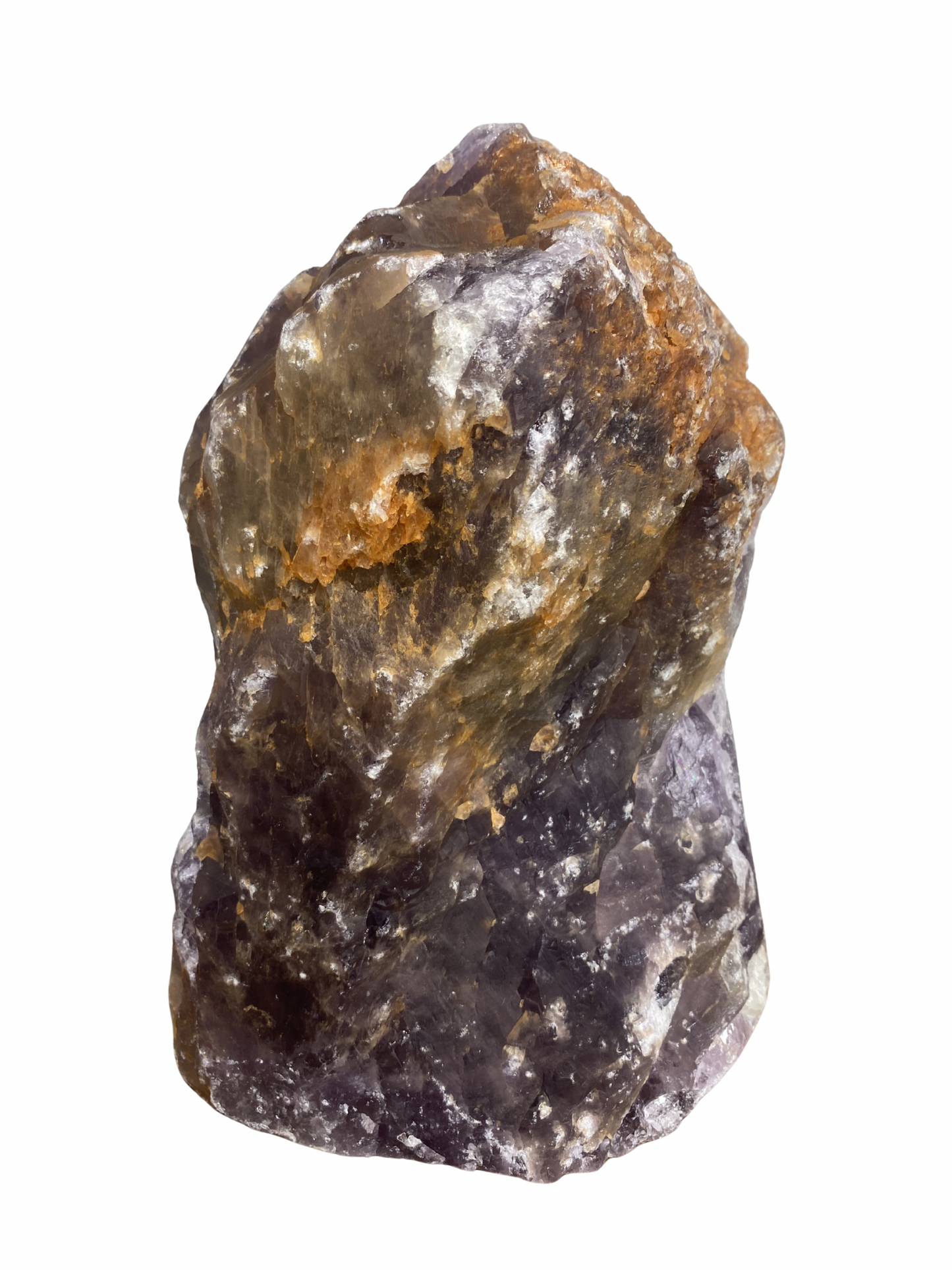 Amethist sculptuur half ruw op standvlak 1
