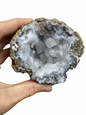 Blauwe Chalcedoon geode met Calciet kristallen (Mexico)