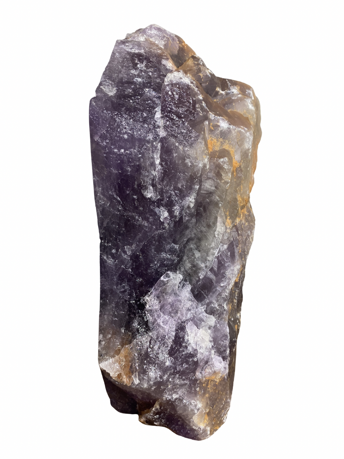 Amethist sculptuur half ruw op standvlak 1