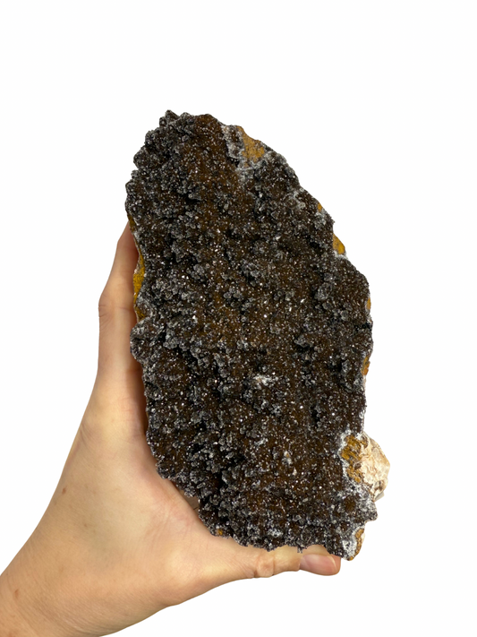 Mangaan Kwarts met Druzy Hematiet kristallen (Quartz Manganesse)