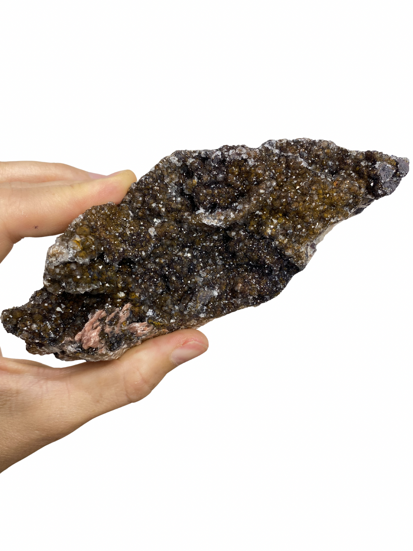 Mangaan Kwarts met Druzy Hematiet kristallen (Manganiet) 2