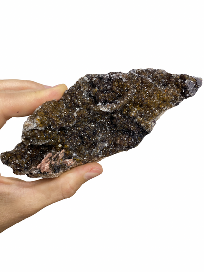 Mangaan Kwarts met Druzy Hematiet kristallen (Manganiet) 2
