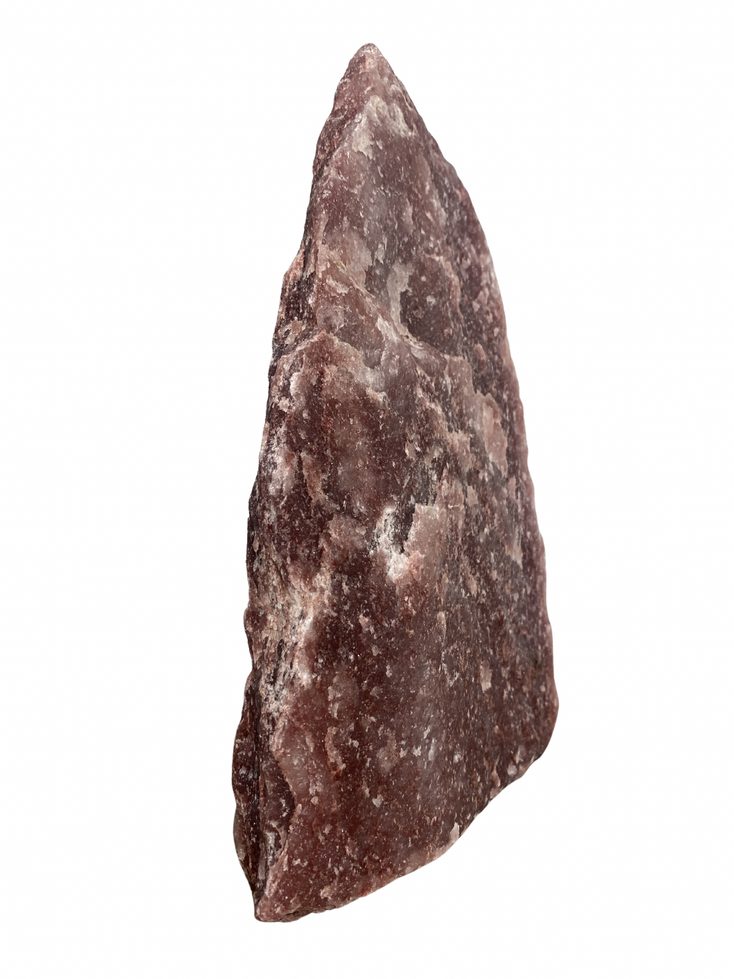 Raw Fuchsite sculpture on a stand