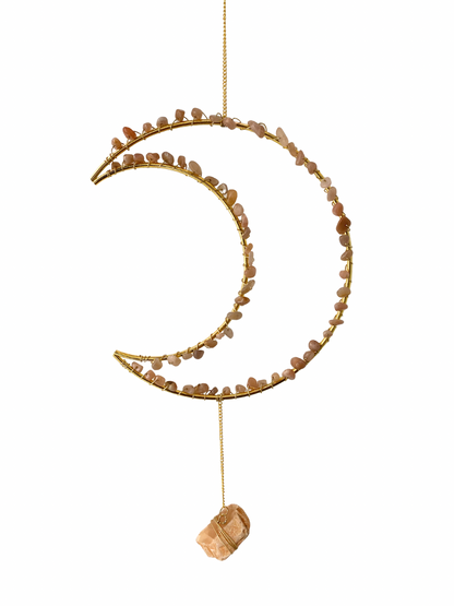 Edelsteen maan hanger Zonnesteen & Maansteen