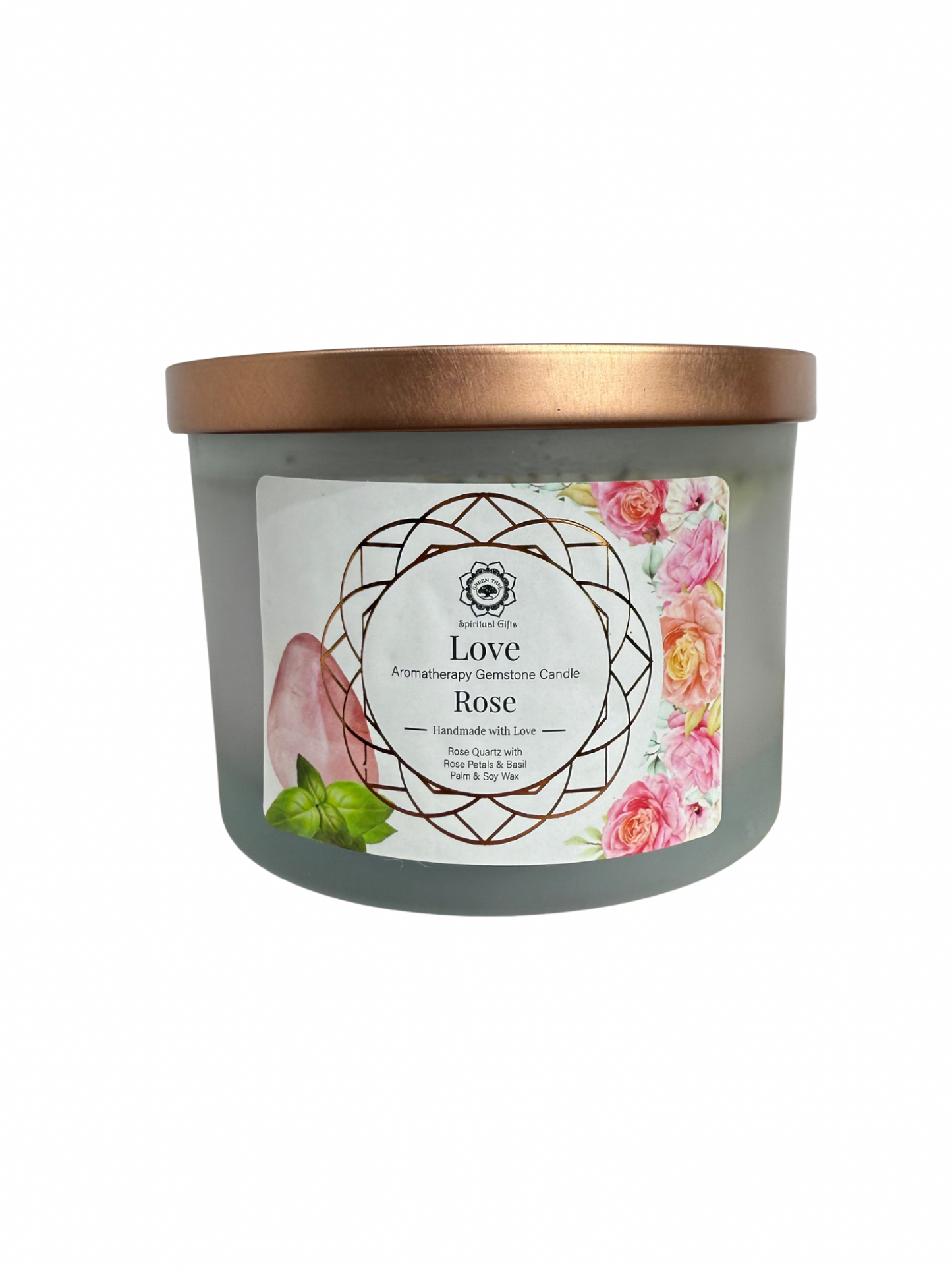 Gemstone scented candle Green Tree: Love - Rose