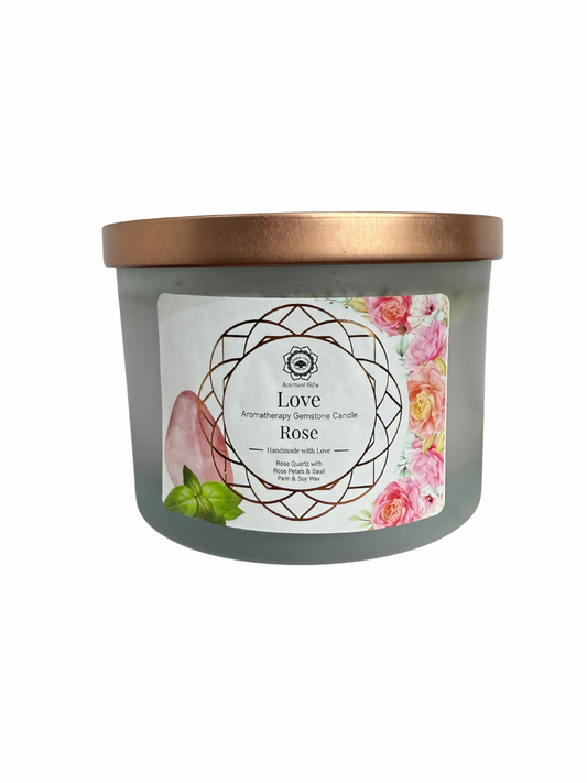 Gemstone scented candle Green Tree: Love - Rose