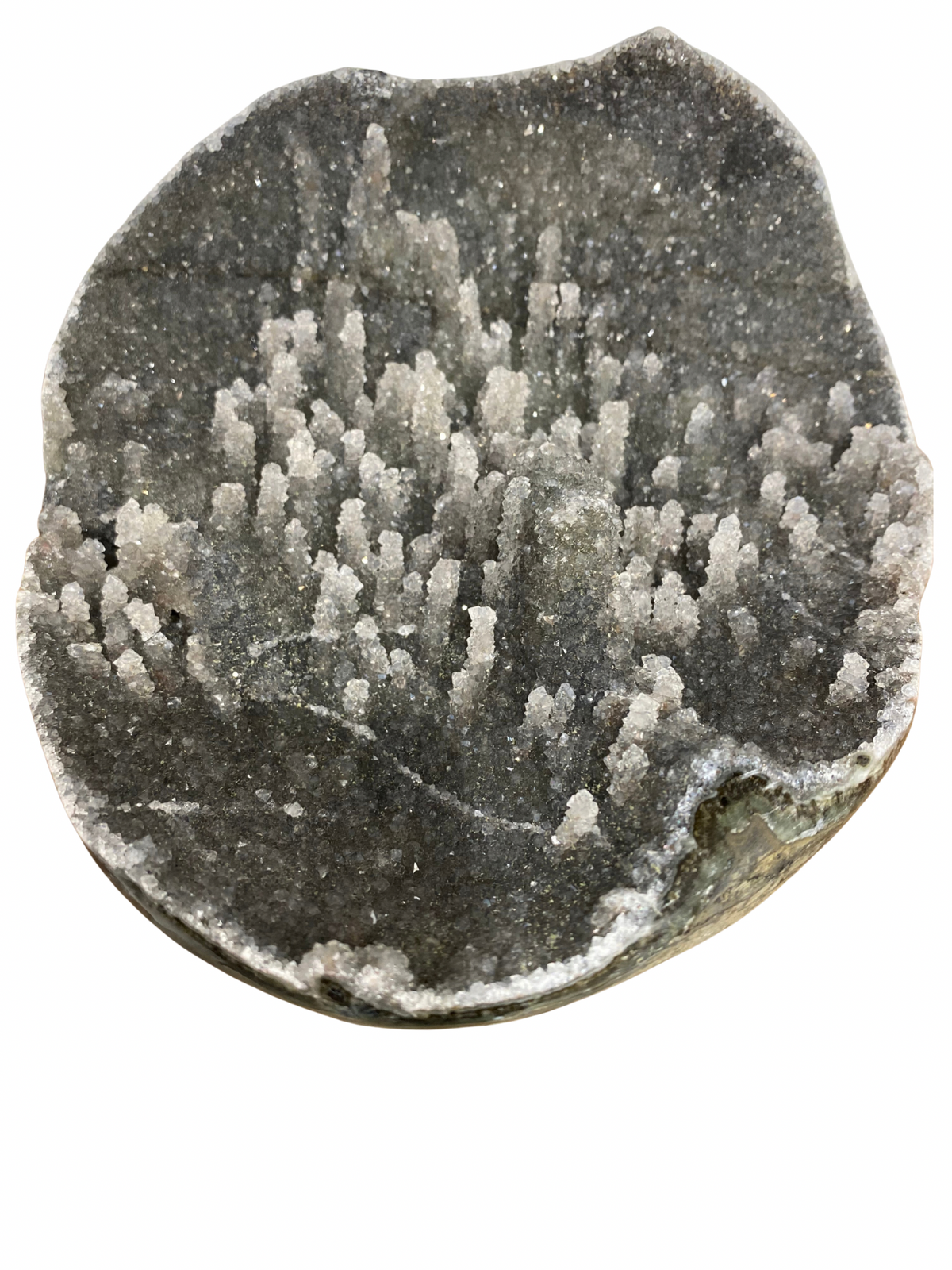 Zwarte Galaxy Amethist geode met stalactiet kristallen (Uruguay) | 1,8 kg