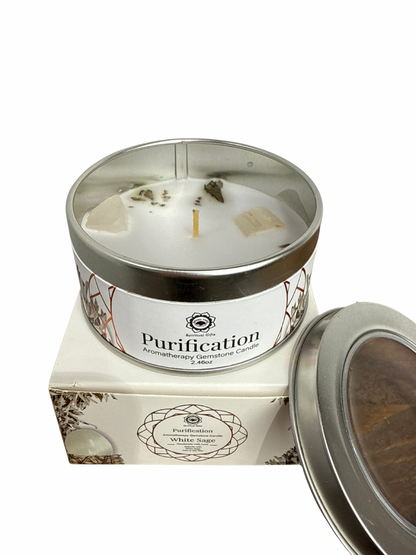 Gemstone scented candle Green Tree: Purification - White Sage