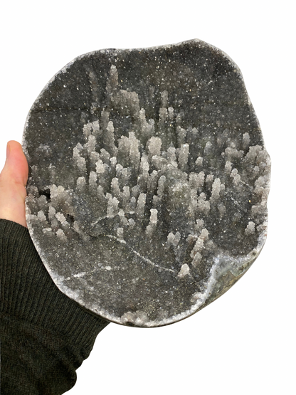 Zwarte Galaxy Amethist geode met stalactiet kristallen (Uruguay) | 1,8 kg