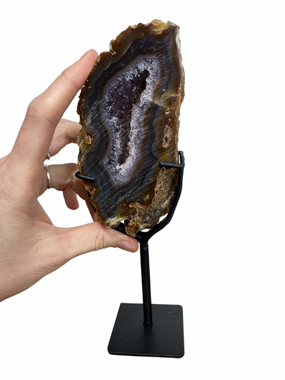 Agate tower with druzy Amethyst