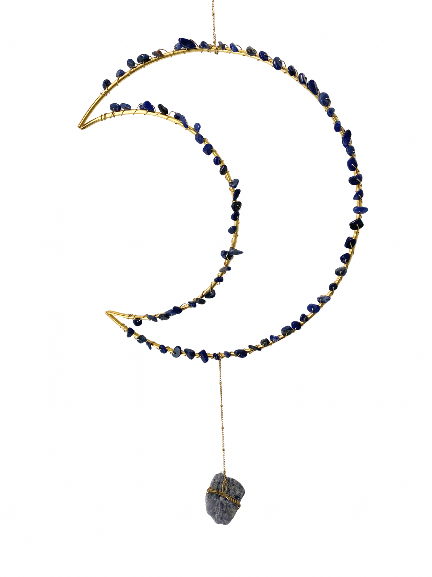 Edelsteen maan hanger van Sodaliet