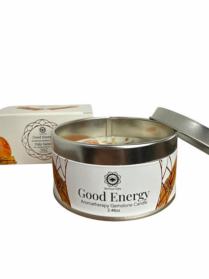 Gemstone scented candle Green Tree: Good Energy - Palo Santo