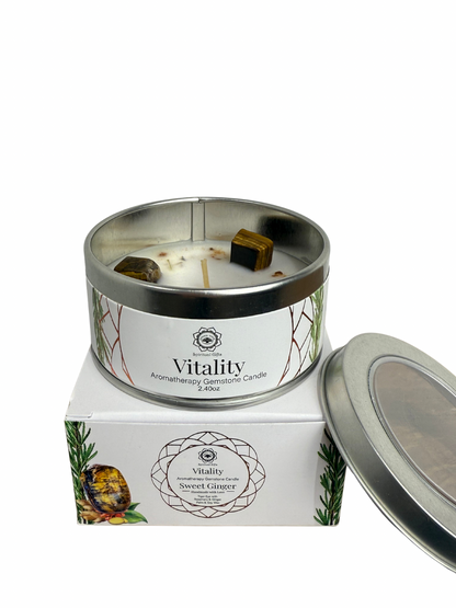 Gemstone scented candle Green Tree: Vitality - Sweet Ginger