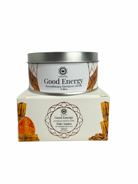 Gemstone scented candle Green Tree: Good Energy - Palo Santo