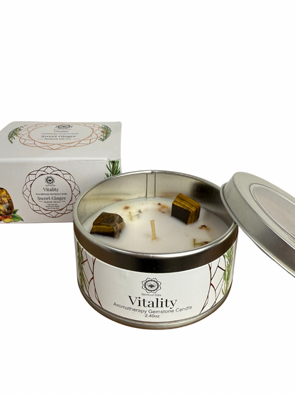 Gemstone scented candle Green Tree: Vitality - Sweet Ginger