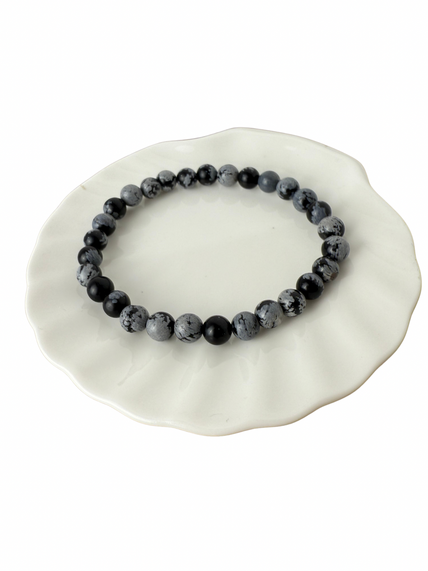 Snowflake Obsidian bracelet ball 6 mm