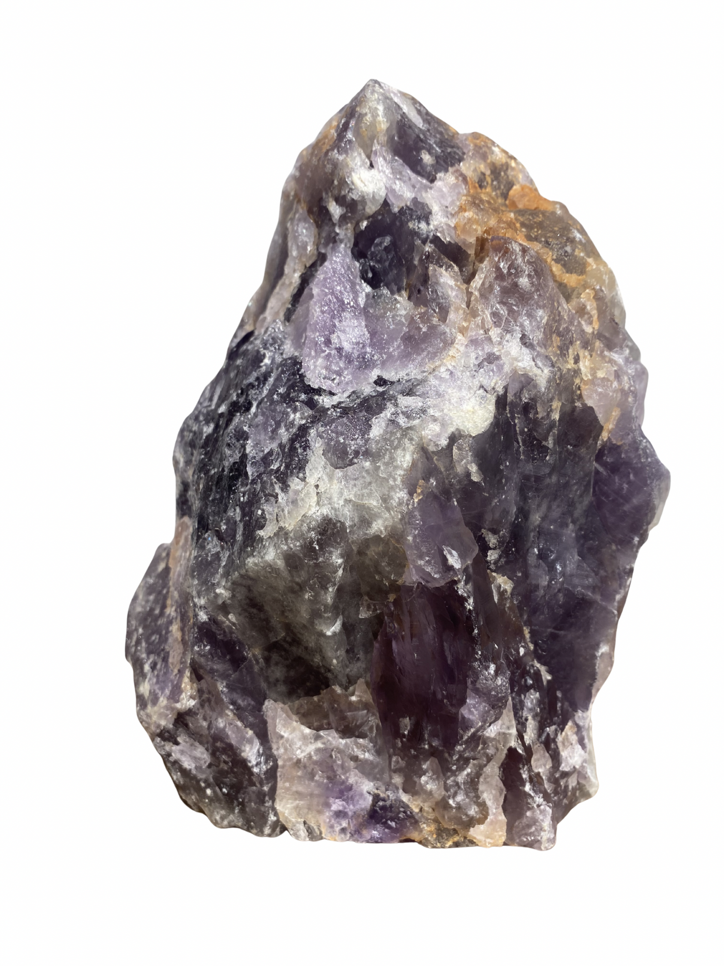 Amethist sculptuur half ruw op standvlak 2