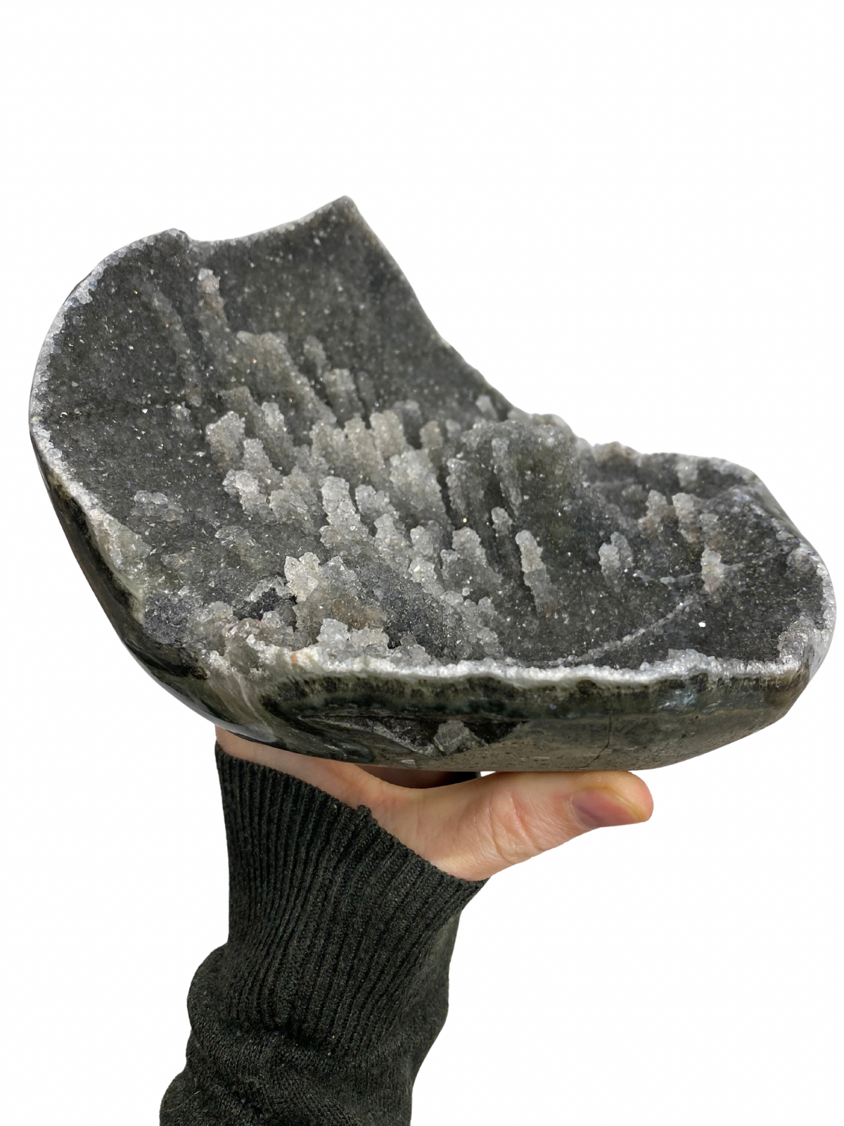 Zwarte Galaxy Amethist geode met stalactiet kristallen (Uruguay) | 1,8 kg