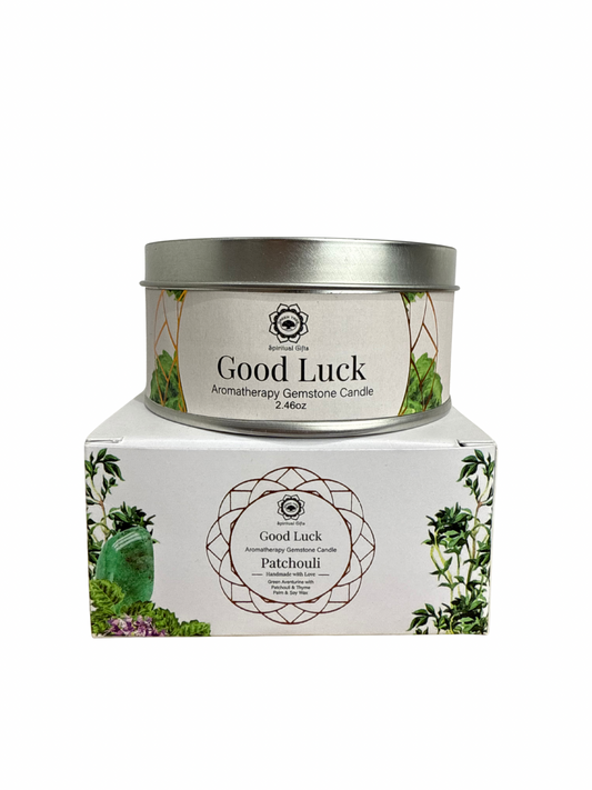Gemstone scented candle Green Tree: Good Luck - Patchouli