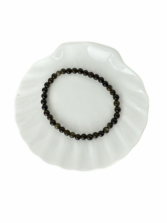 Goud Obsidiaan kogelarmband 4 mm