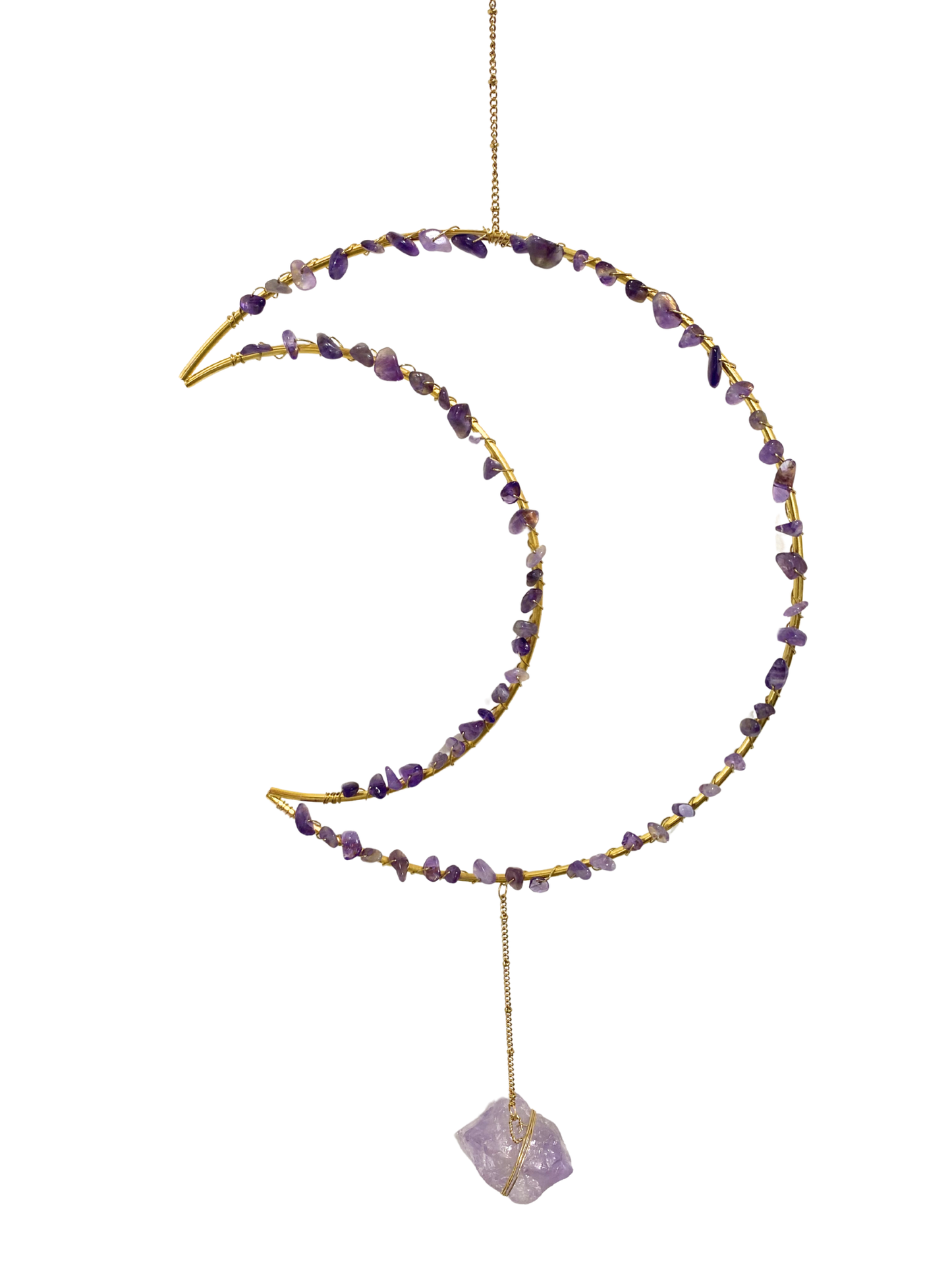 Gemstone moon pendant Amazonite