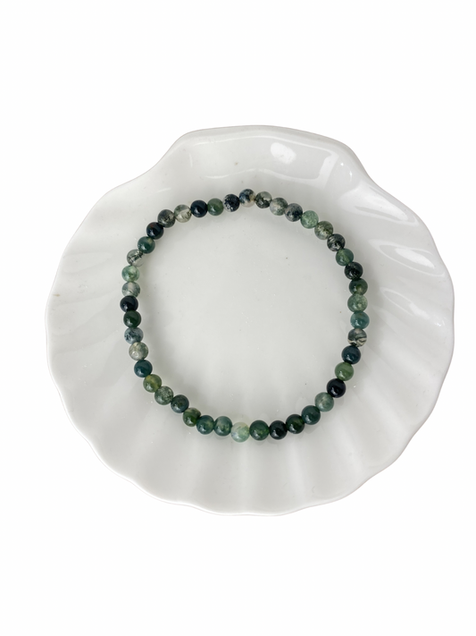 Moss agate bracelet ball 6 mm